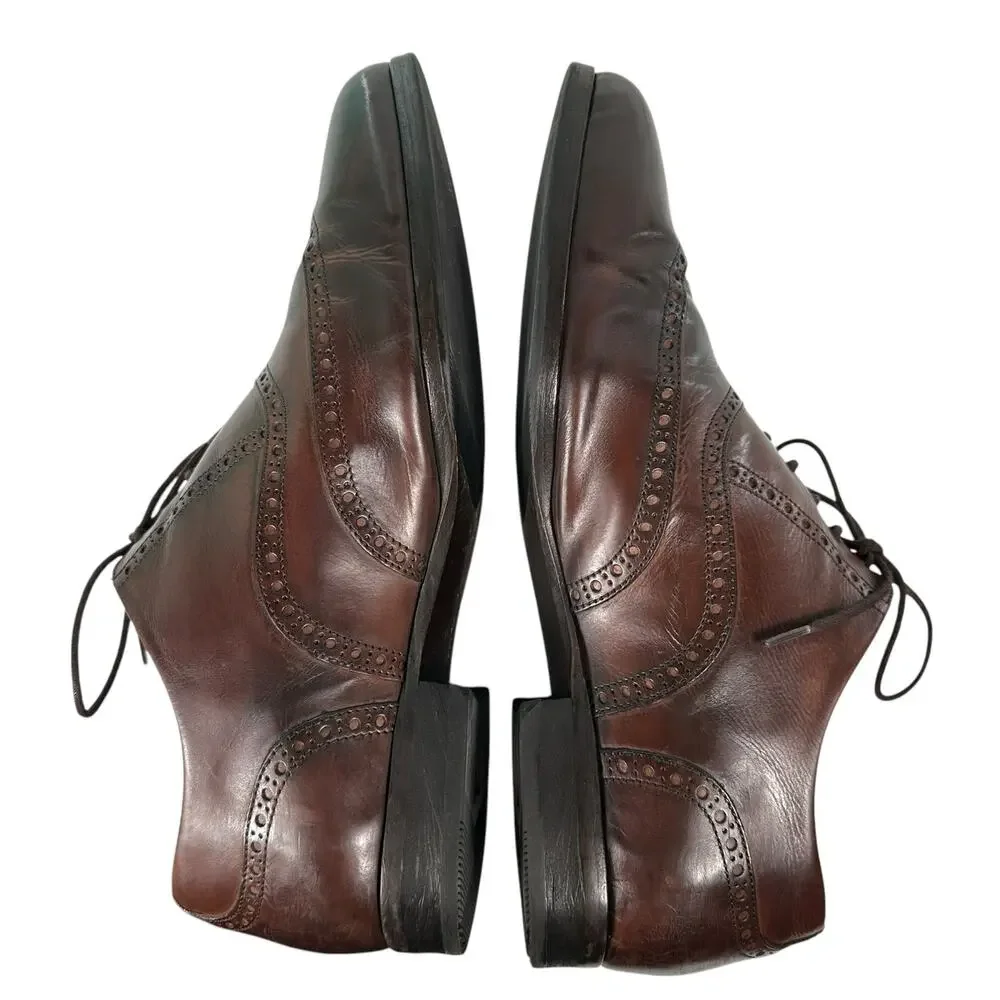 Wolf & Shepard Lace Up Leather Wing Tip Oxford Mens Dress Shoe‎ Size 9 1/2 A